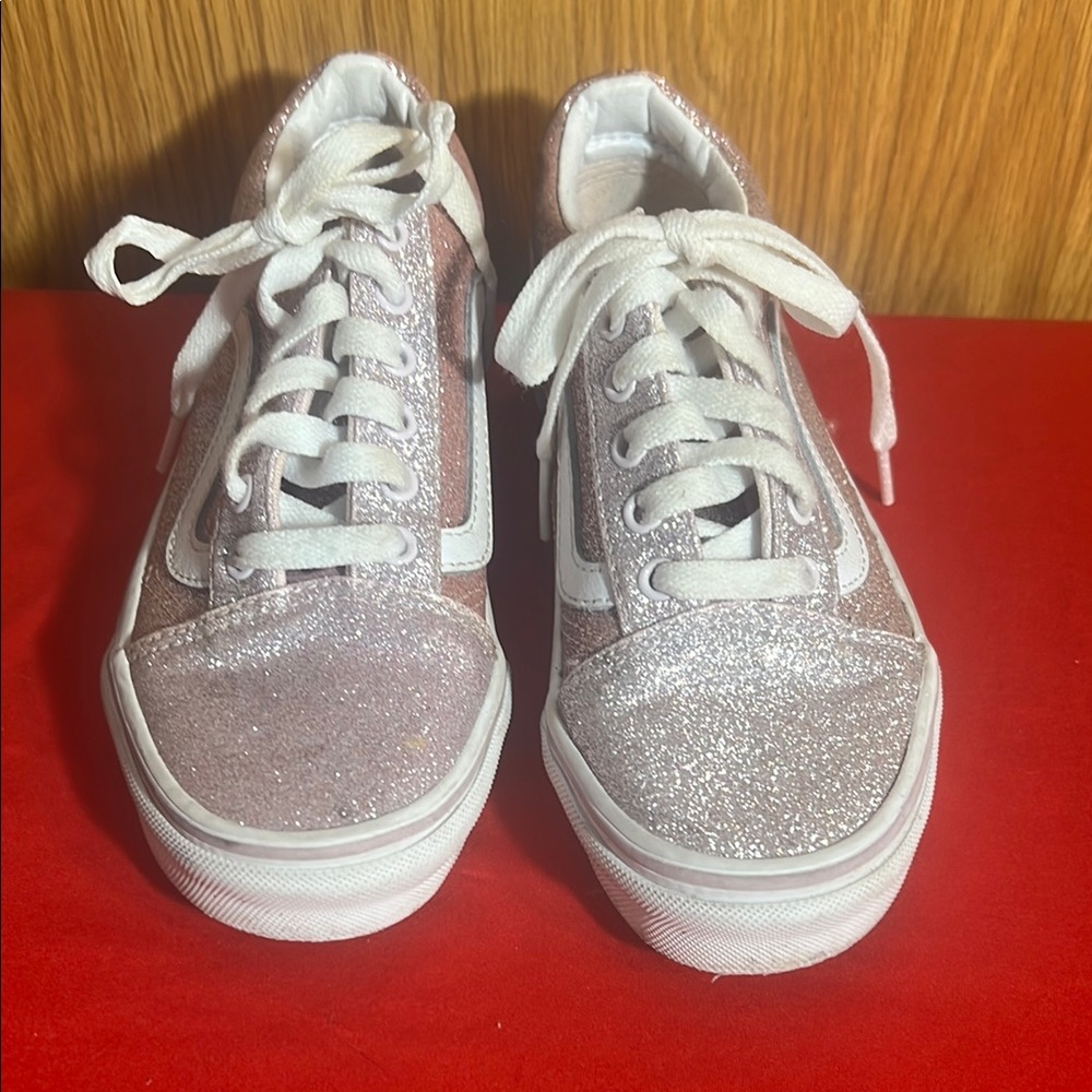 Vans Kids Sneakers in Glittery Pink and Silver